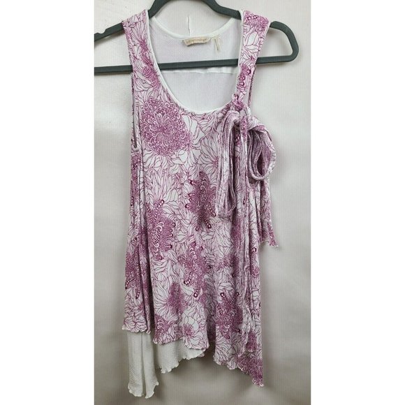 Soft Surroundings Tops - Soft Surroundings White Purple Floral Layered Sleeveless Tunic Top Small